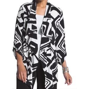 Chicos Black/White Abstract Print Jacket Size 1
